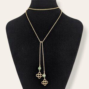 V. Green Bead Sautoir Necklace